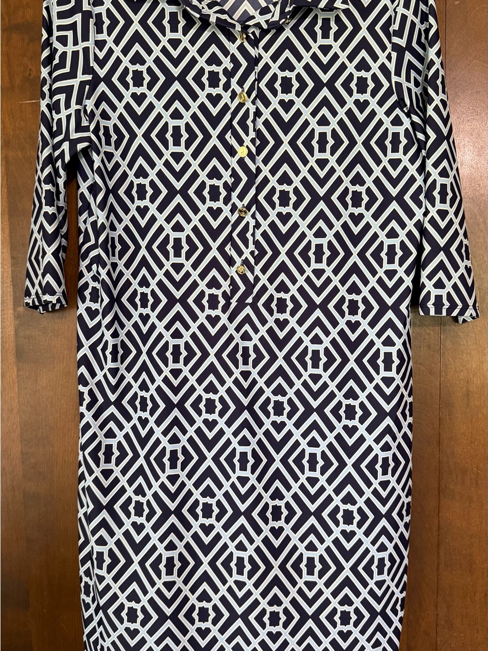 Jude Connally Navy & White Geometric Tunic